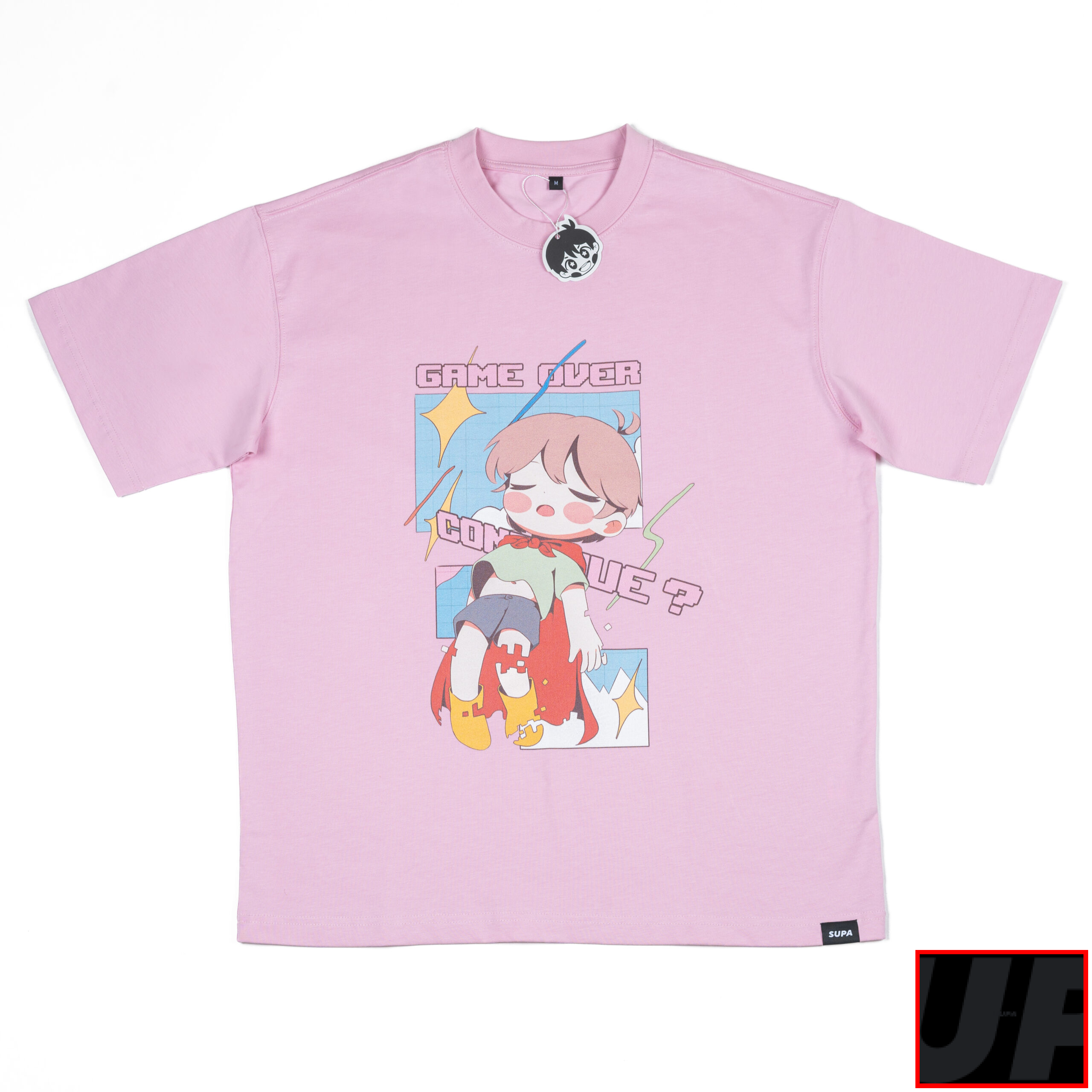 Baby-pink graphic Baggy T-shirt